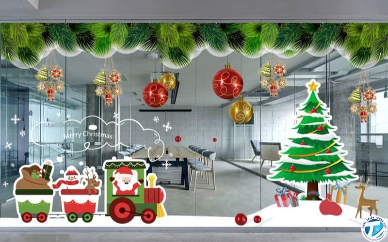 Decal dán kính phong cách giáng sinh dễ thương